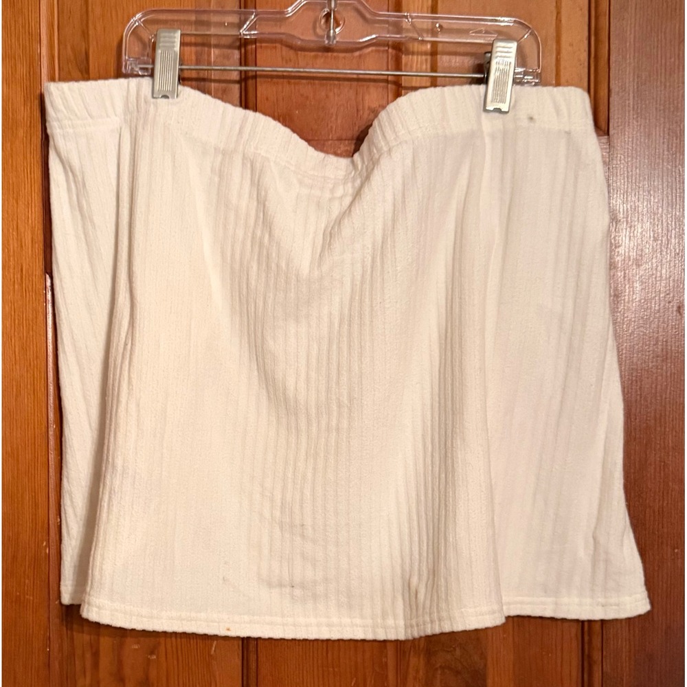 Abercrombie & Fitch White Textured Wrap Mini Skort Large Elastic Waist Casual - Picture 2 of 4